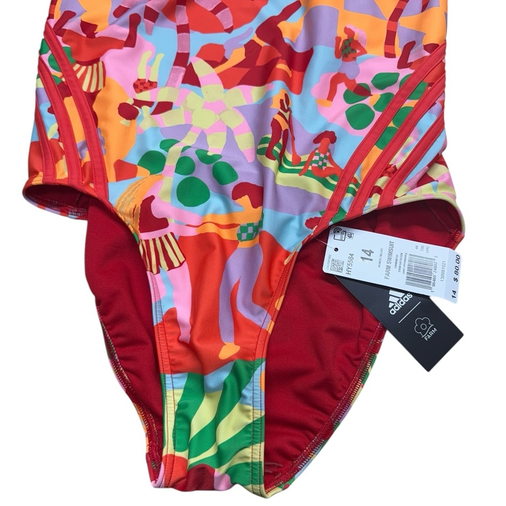 ADIDAS FARM RIO WOMENS SIZE 14 Vibrant One-Piece Swimsuit - Picture 2 of 11